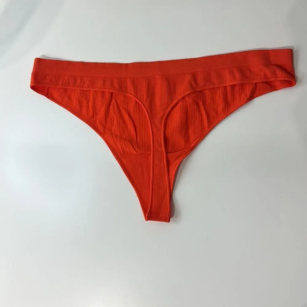 Bombas Seamless Micro Ribbed Orange Thong Size XL‎ NWOT